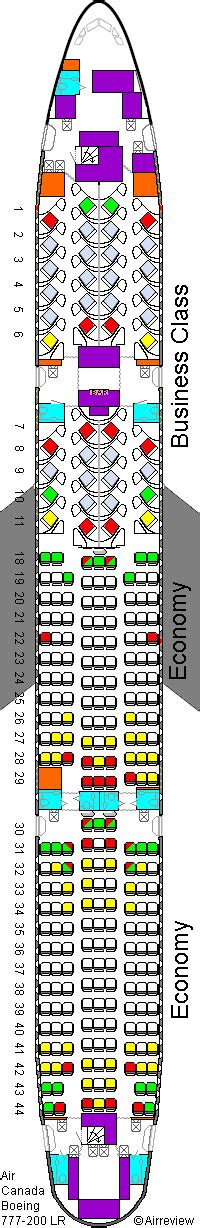 Seat map of Air Canada Boeing 777.